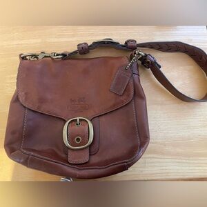 Coach Tan Leather Crossbody Bag with Buckle